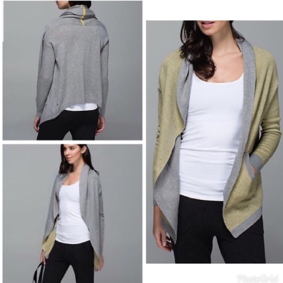 lululemon athletica Sweaters - LULULEMON CABIN YOGI REVERSIBLE WRAP IN GREY YELLOW ✨